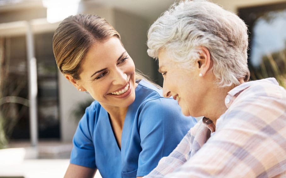 senior lady with caregiver